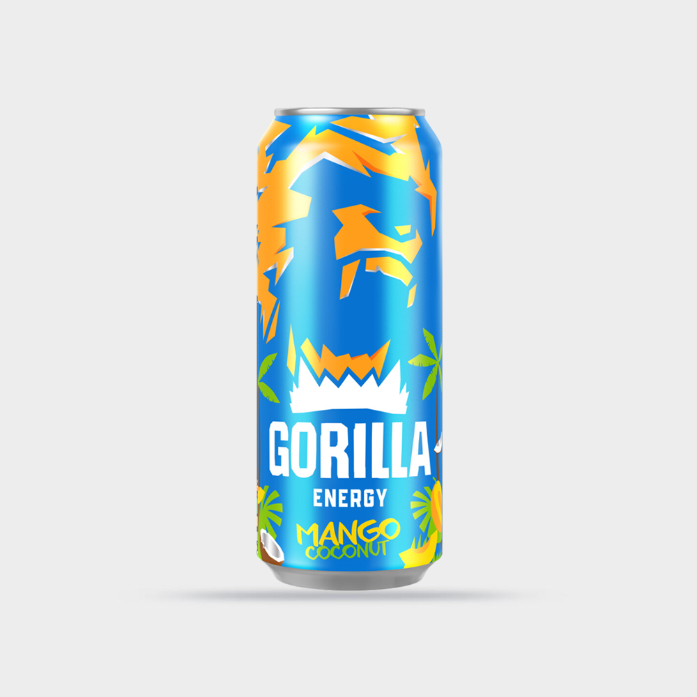 گوریلا ۴۵۰cc، انبه و نارگیل، تولید روسیه (Gorilla Energy Drink – Mango & Coconut)