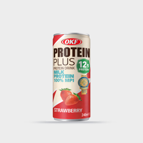 شیر پروتئین OKF (مدل Protein Plus) – طعم توتفرنگی (240 میلیلیتر)