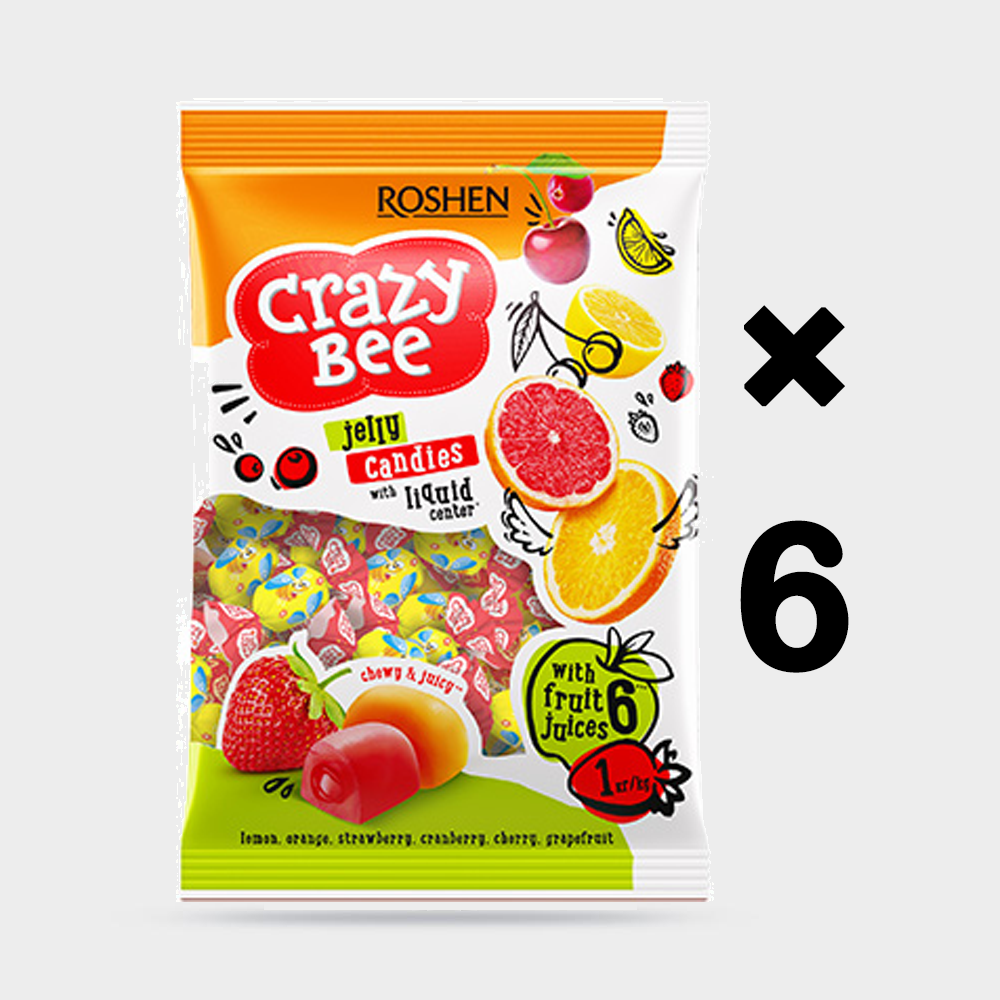 فروش عمده آبنبات میوه ای ژله ای کریزی بی ROSHEN وزن 1 کیلوگرم
