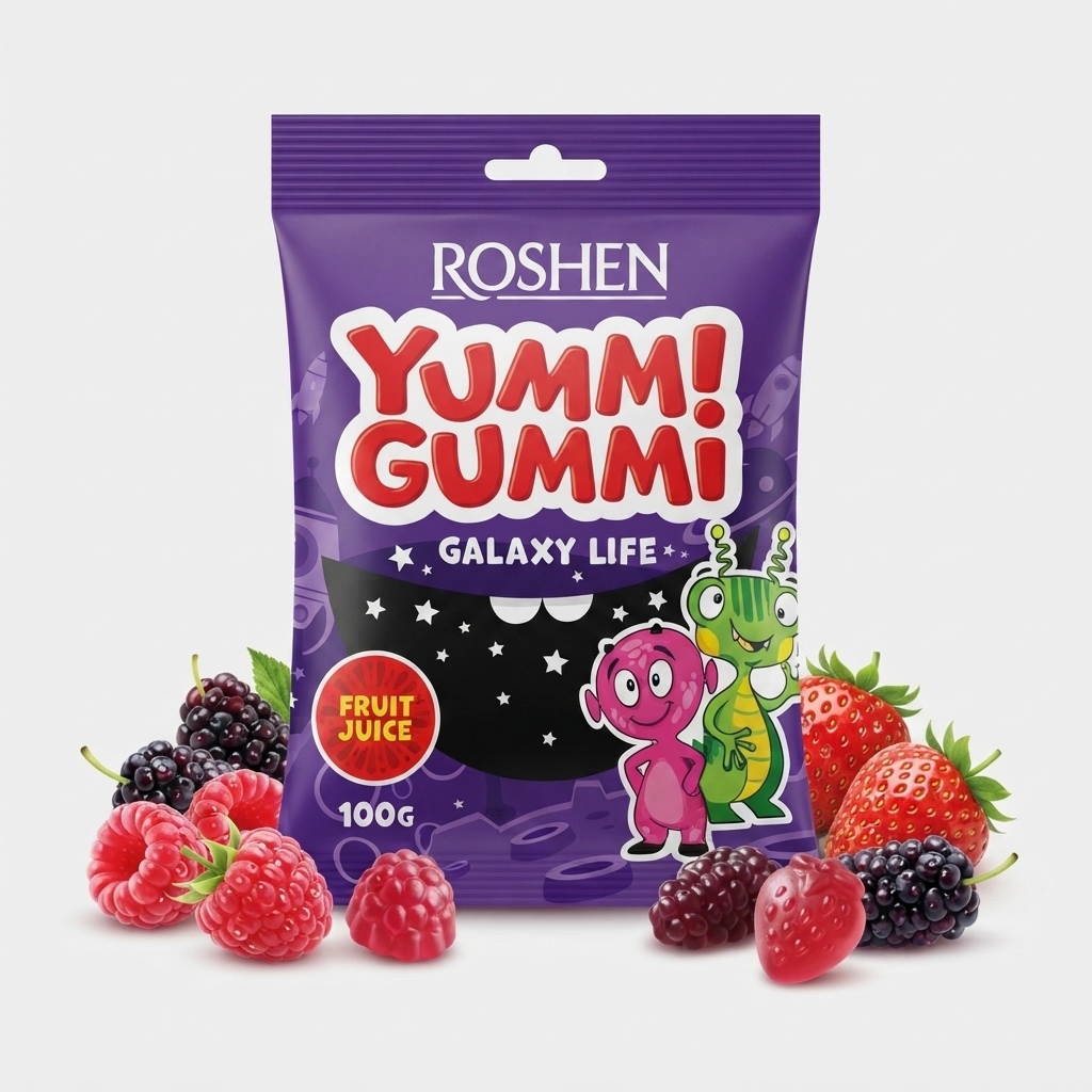 فروش عمده پاستیل گلکسی لایف ROSHEN وزن 70 گرم تصویر 2
